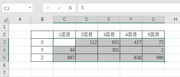 表示形式で0を非表示に設定できた