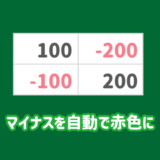 エクセルでマイナスのセルの文字や背景を自動で赤色に