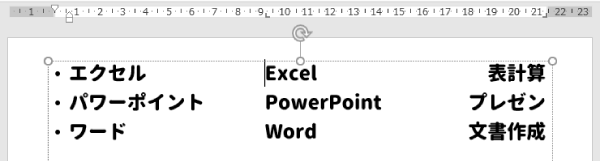 パワーポイントの文字を揃えたサンプル